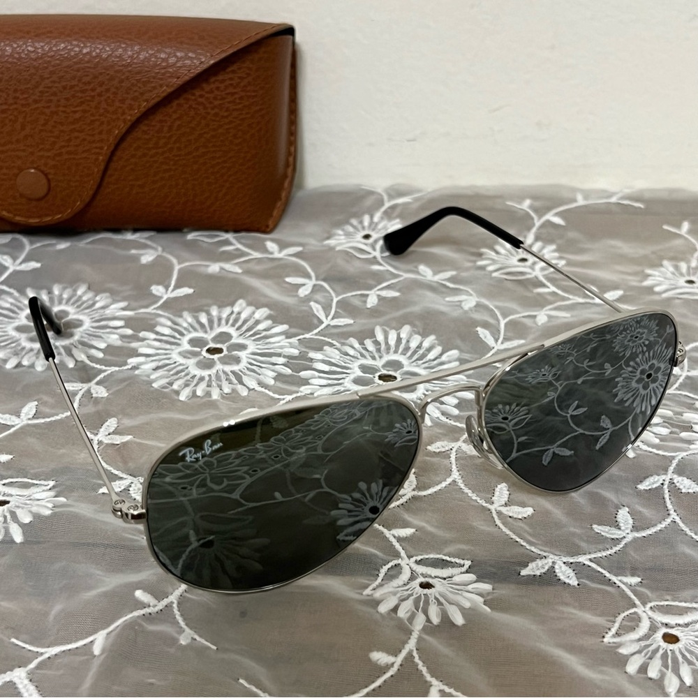 Ray-ban Authentic Aviators Silver Frames Reflective Lens RB 3025 Preppy Luxury - Picture 10 of 16